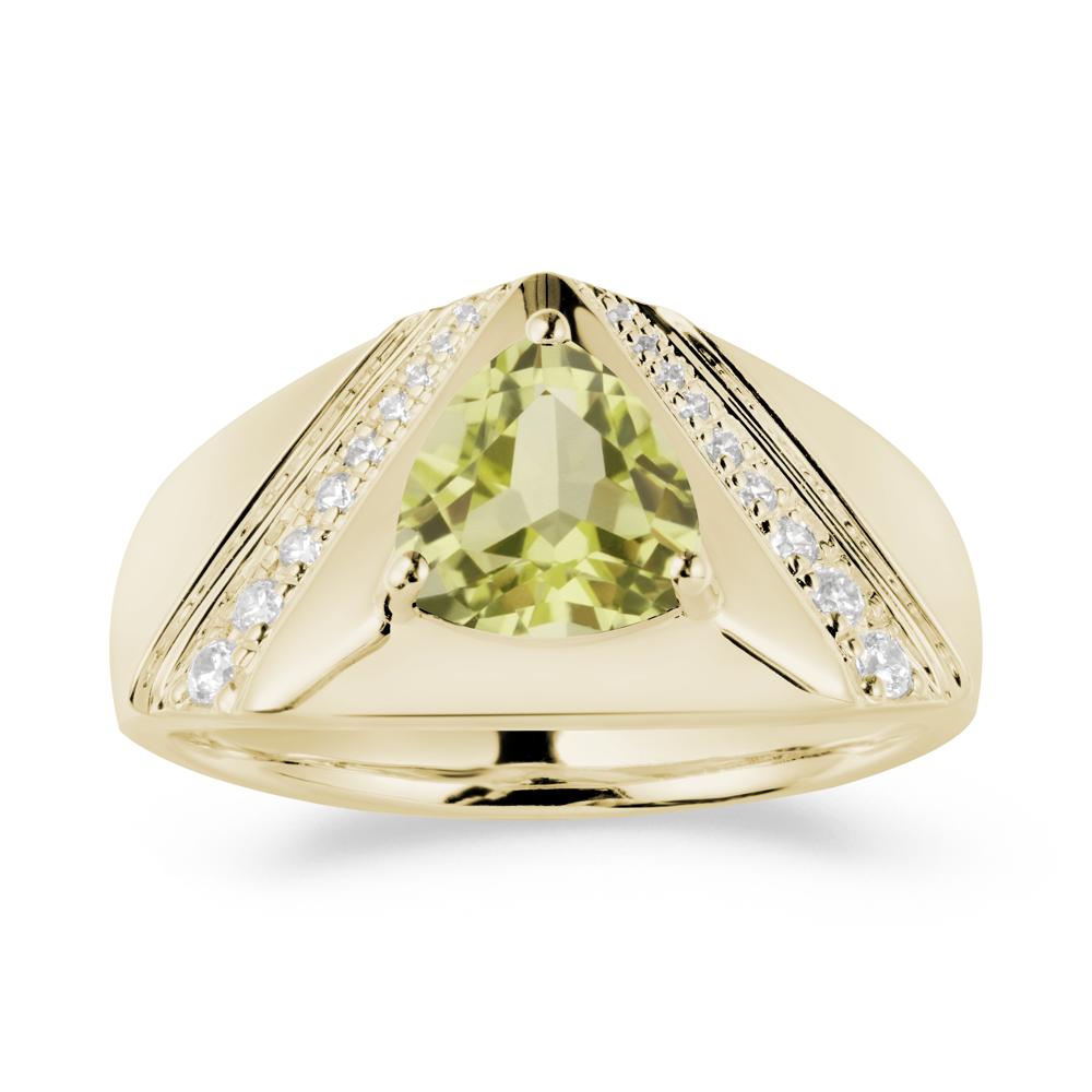 Simple Wide Band Lemon Quartz Ring for Men - LUO Jewelry #metal_14k yellow gold