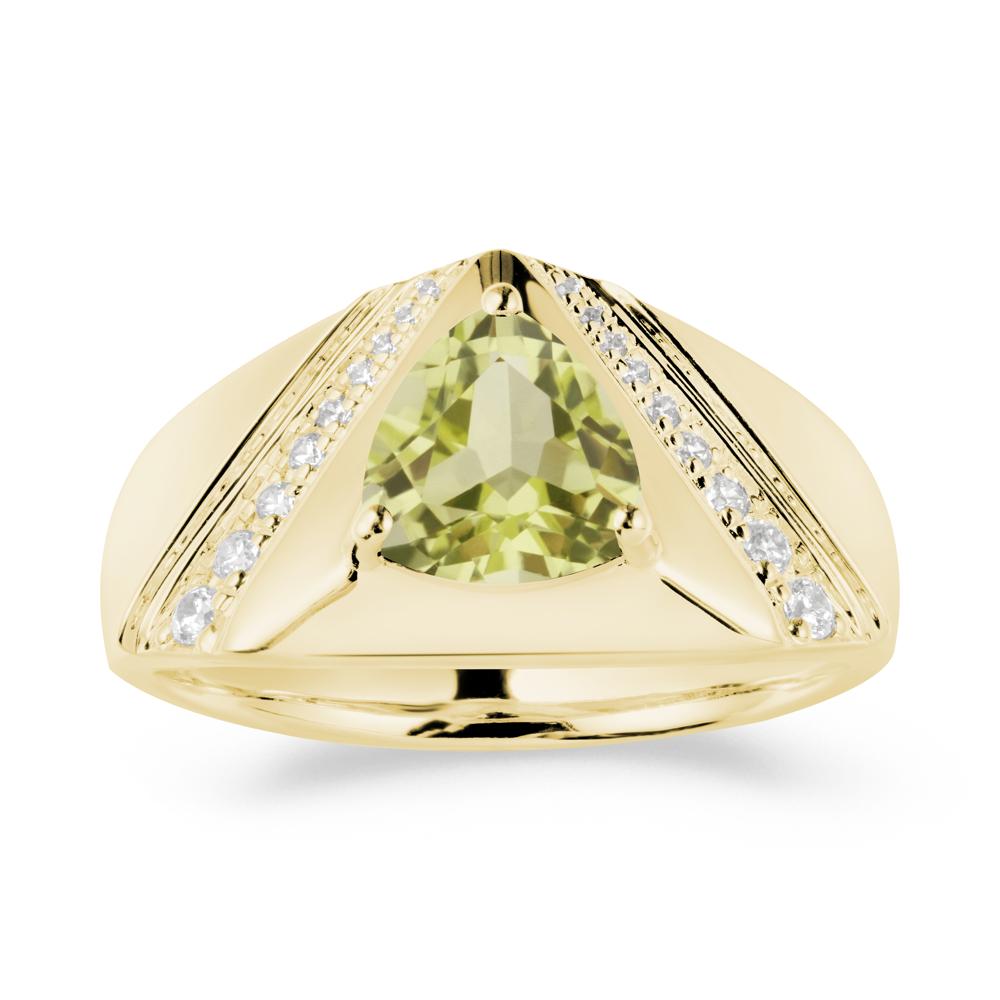 Simple Wide Band Lemon Quartz Ring for Men - LUO Jewelry #metal_18k yellow gold