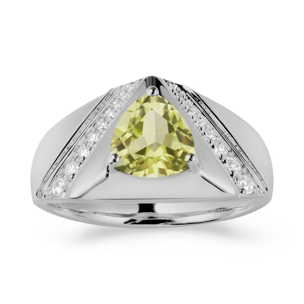 Simple Wide Band Lemon Quartz Ring for Men - LUO Jewelry #metal_platinum