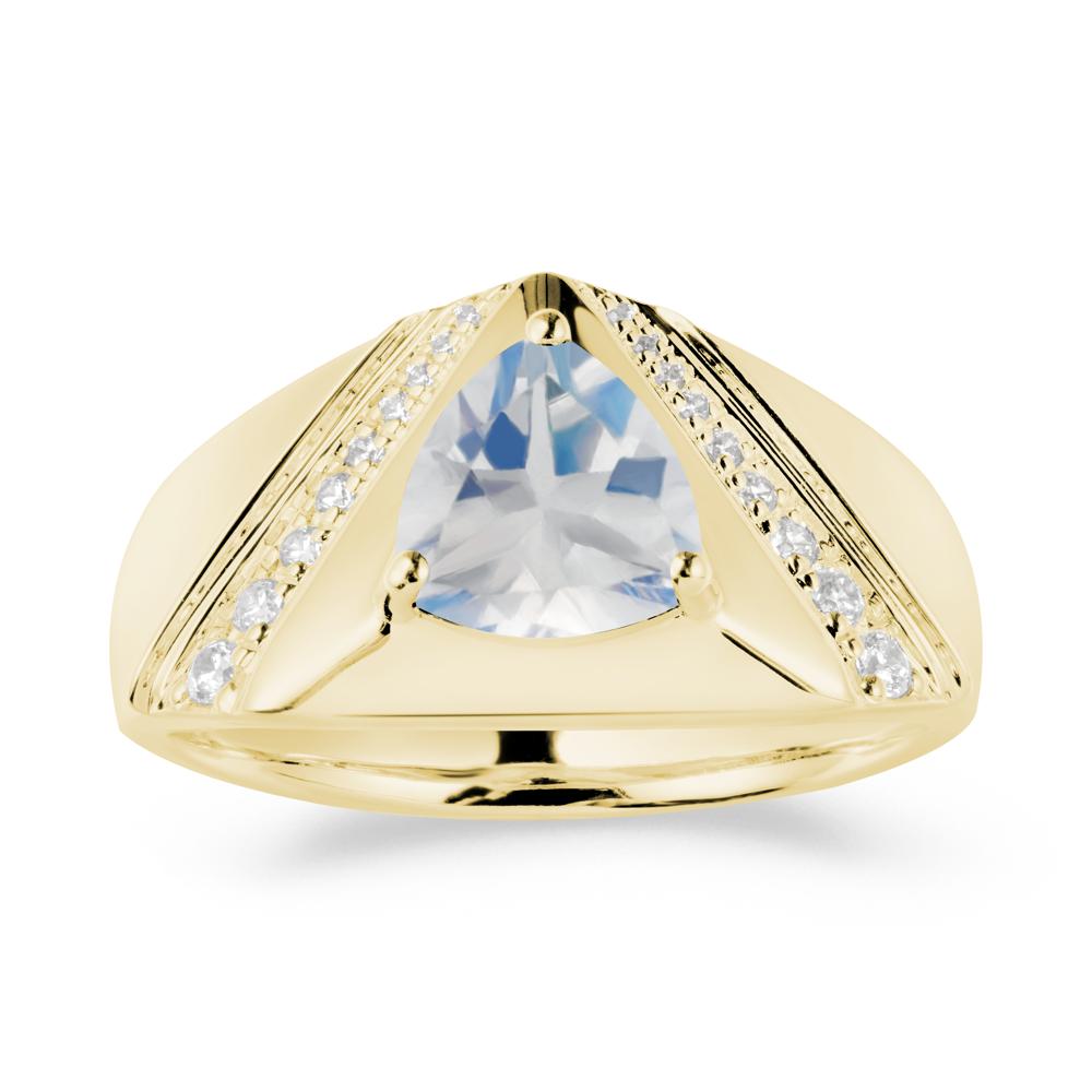 Trillion Cut Moonstone Men Ring - LUO Jewelry #metal_18k yellow gold