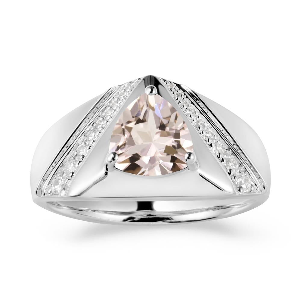 Simple Wide Band Morganite Ring for Men - LUO Jewelry #metal_14k white gold