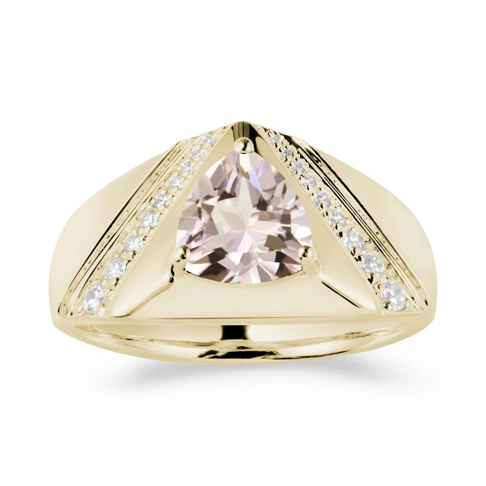 Simple Wide Band Morganite Ring for Men - LUO Jewelry #metal_14k yellow gold