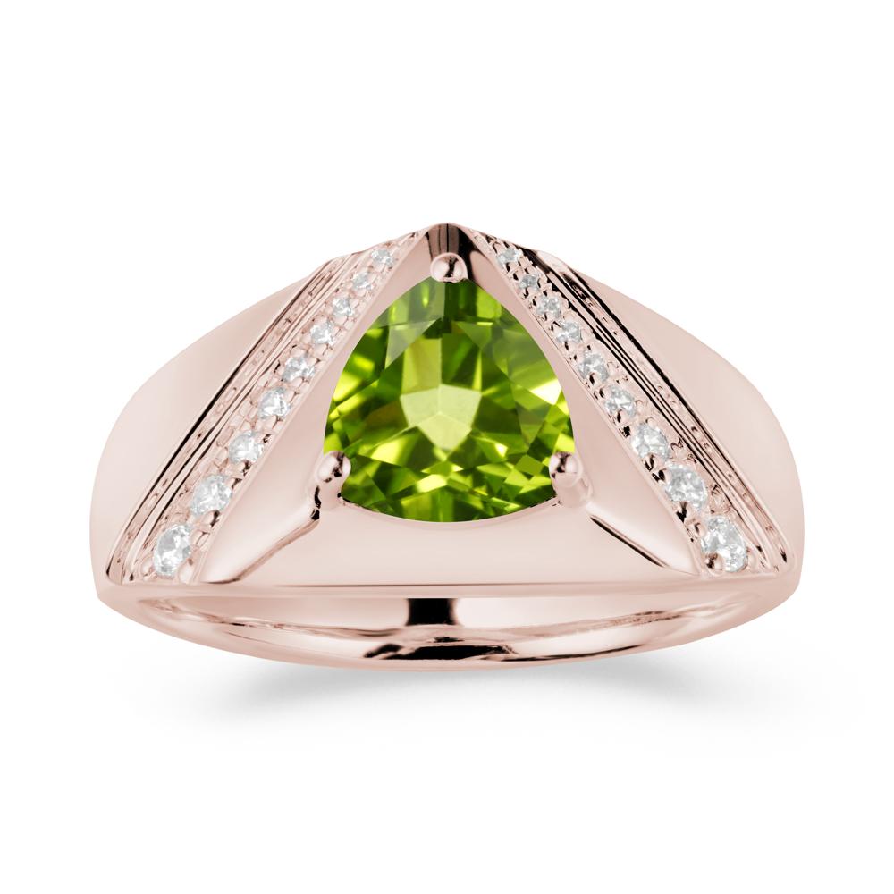 Men鈥橲 Wide Band Trillion Peridot Statement Ring - LUO Jewelry #metal_14k rose gold