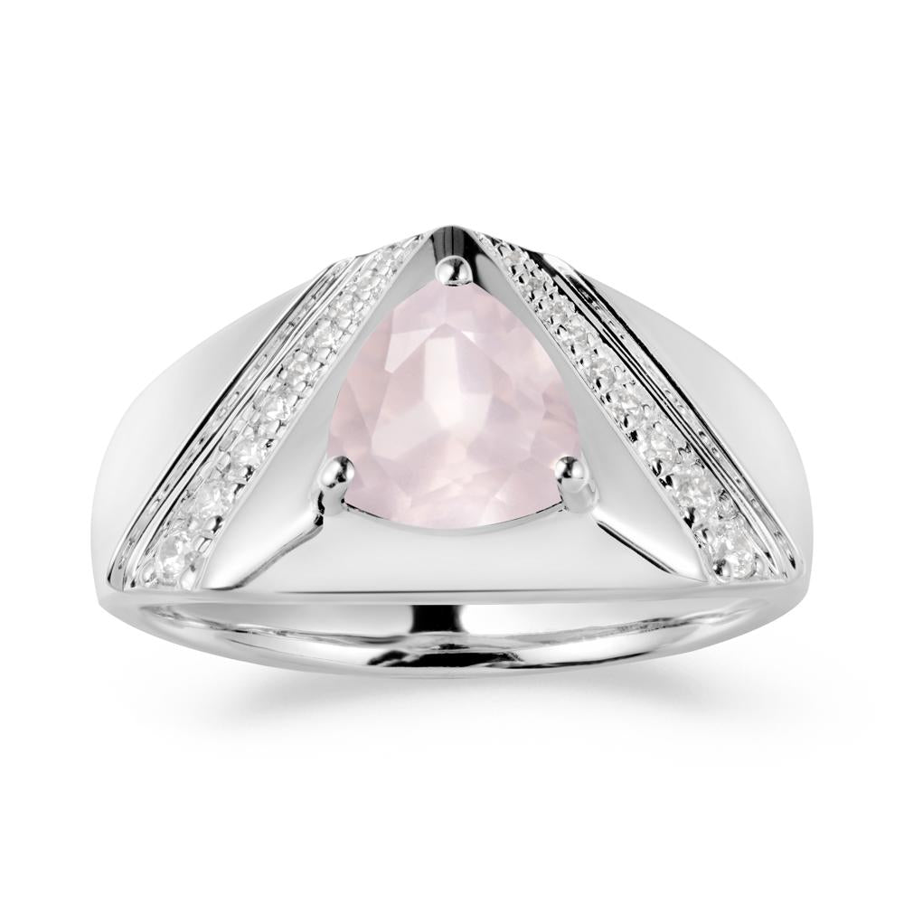 Trillion Cut Rose Quartz Men Ring - LUO Jewelry #metal_sterling silver