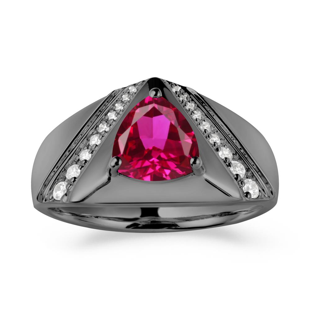 Simple Wide Band Ruby Ring for Men - LUO Jewelry #metal_black finish sterling silver