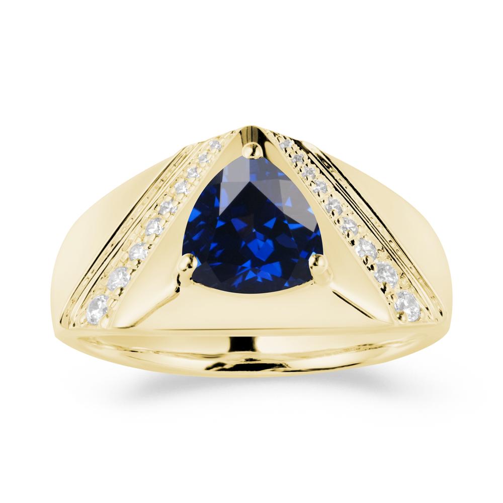 Men鈥橲 Wide Band Trillion Sapphire Statement Ring - LUO Jewelry #metal_18k yellow gold