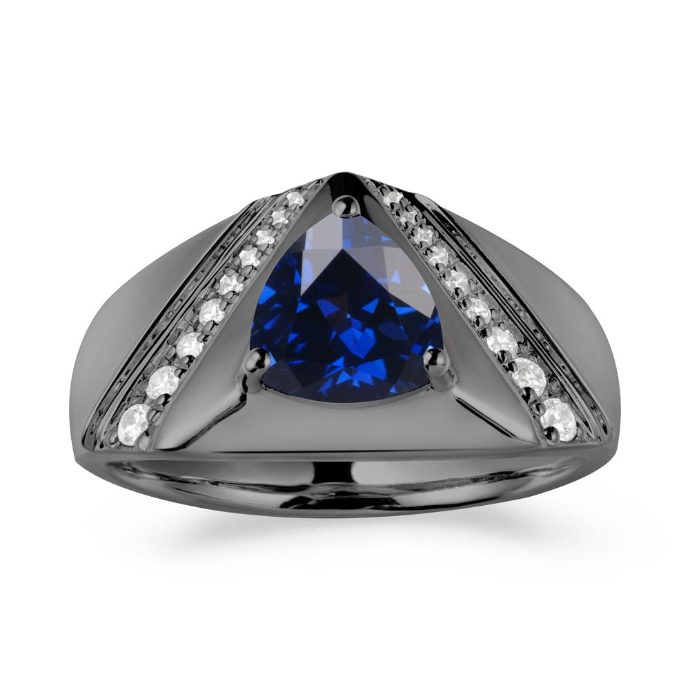 Men鈥橲 Wide Band Trillion Sapphire Statement Ring - LUO Jewelry #metal_black finish sterling silver