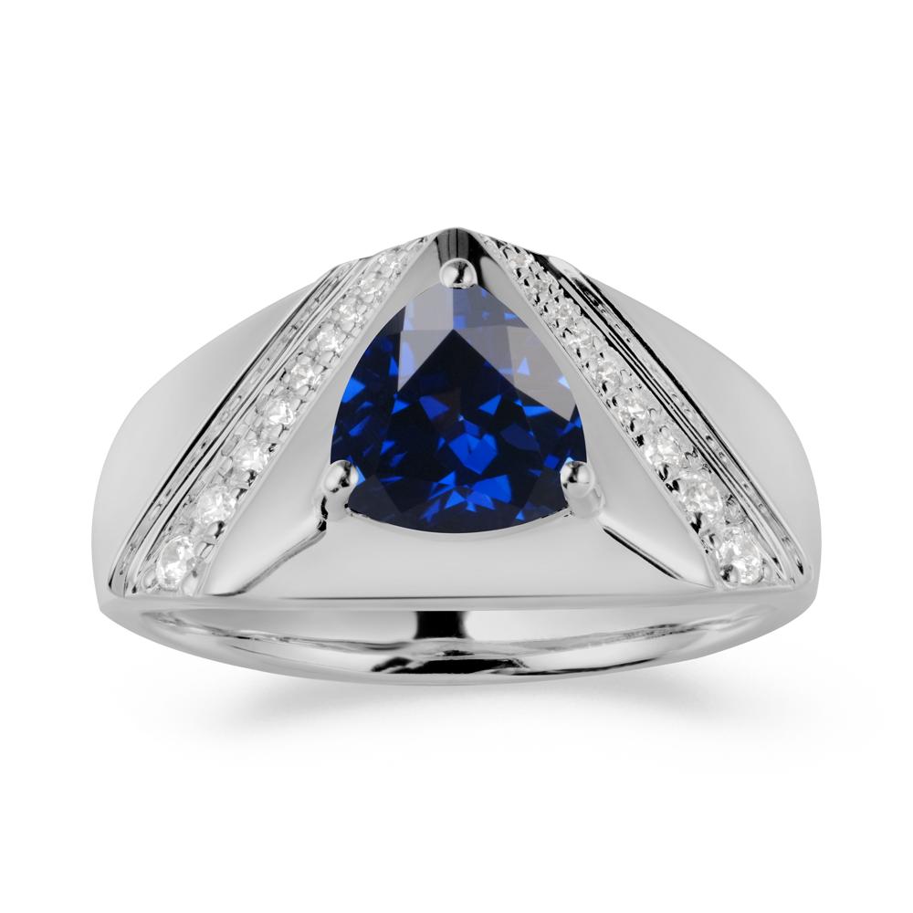 Men鈥橲 Wide Band Trillion Sapphire Statement Ring - LUO Jewelry #metal_platinum