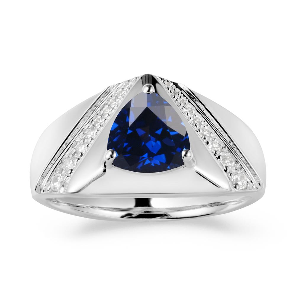 Men鈥橲 Wide Band Trillion Sapphire Statement Ring - LUO Jewelry #metal_sterling silver