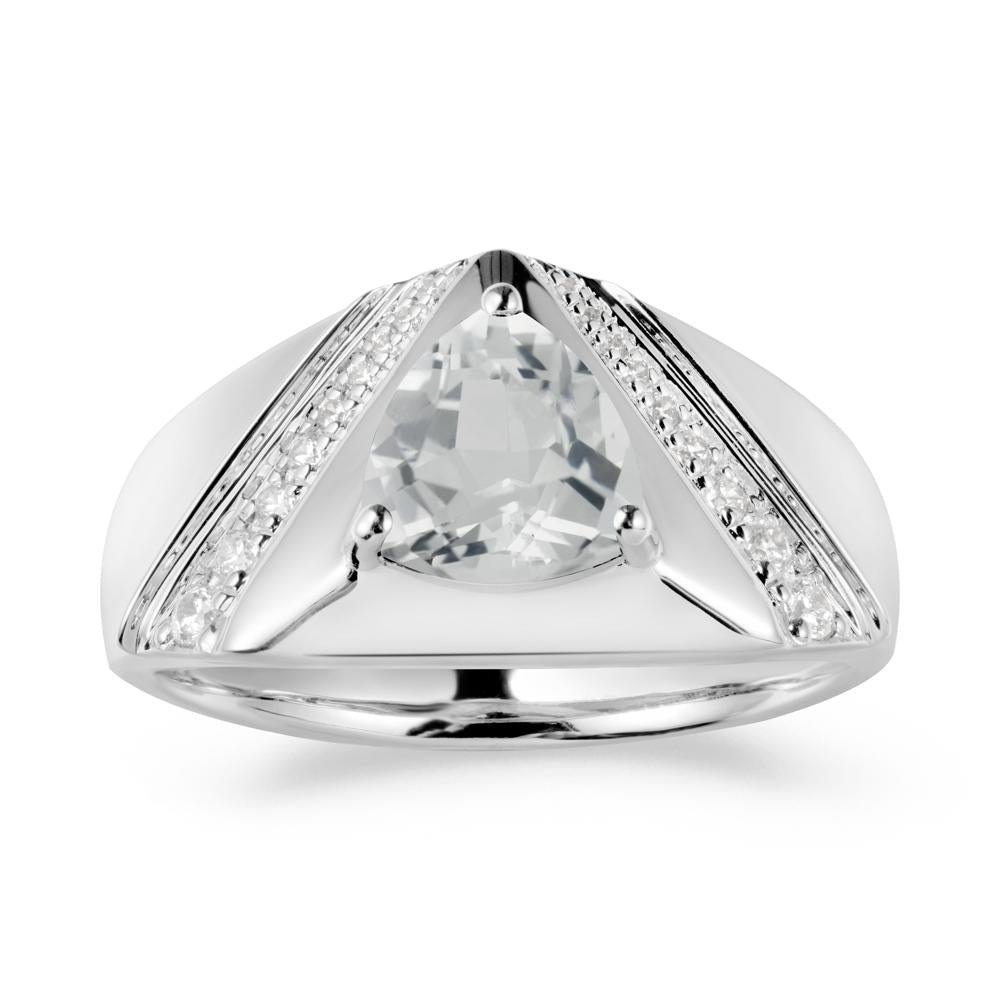 Trillion Cut White Topaz Men Ring - LUO Jewelry #metal_14k white gold