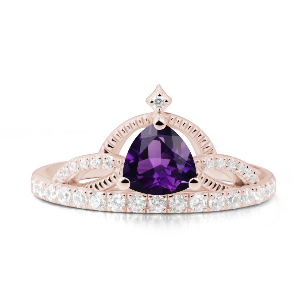 Trillion Cut Amethyst Tiara Ring - LUO Jewelry #metal_14k rose gold