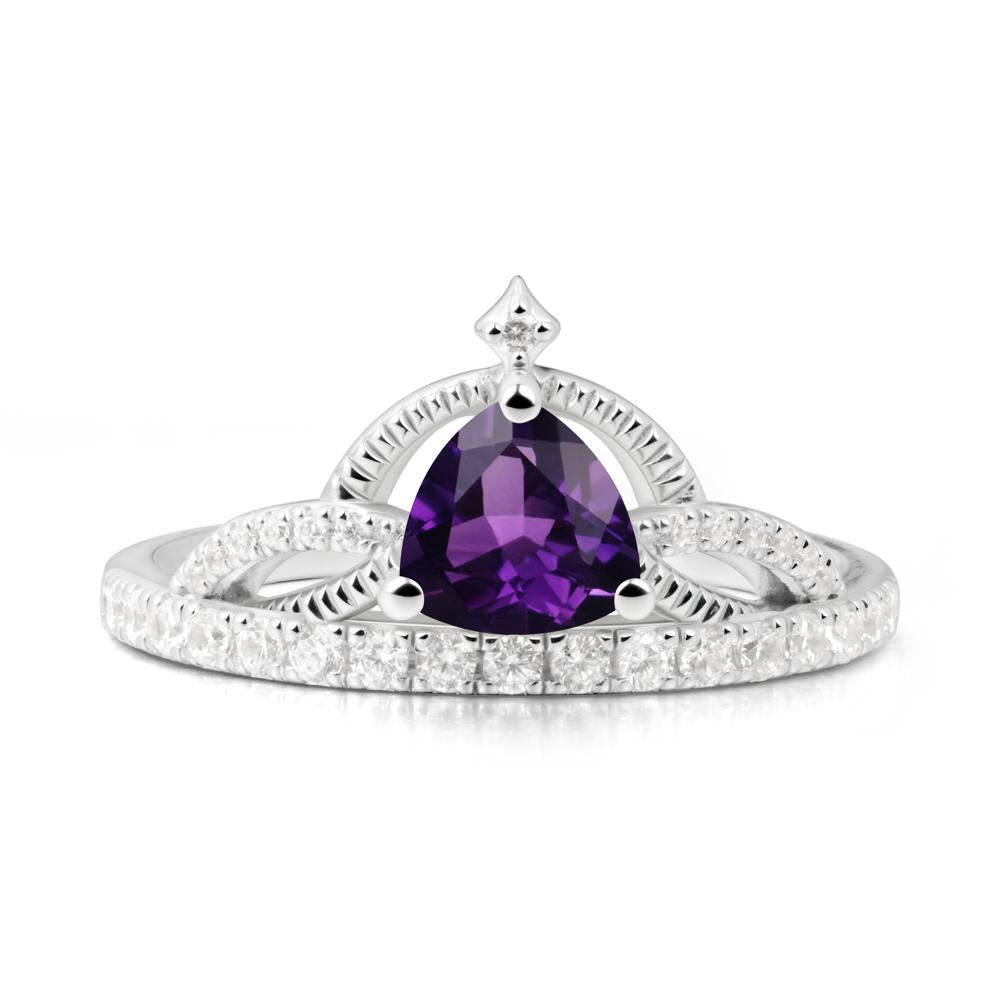 Trillion Cut Amethyst Tiara Ring - LUO Jewelry #metal_18k white gold