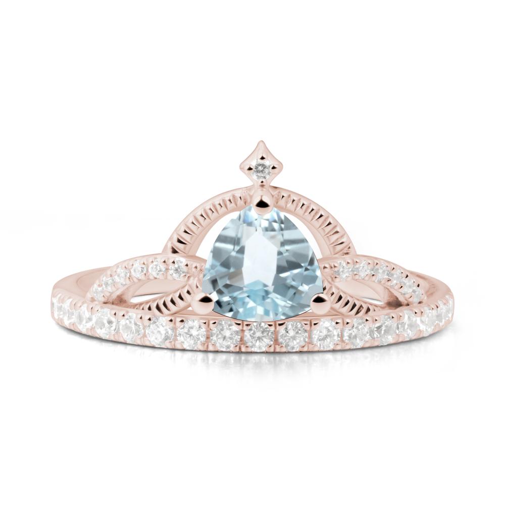 Trillion Cut Aquamarine Tiara Ring - LUO Jewelry #metal_14k rose gold