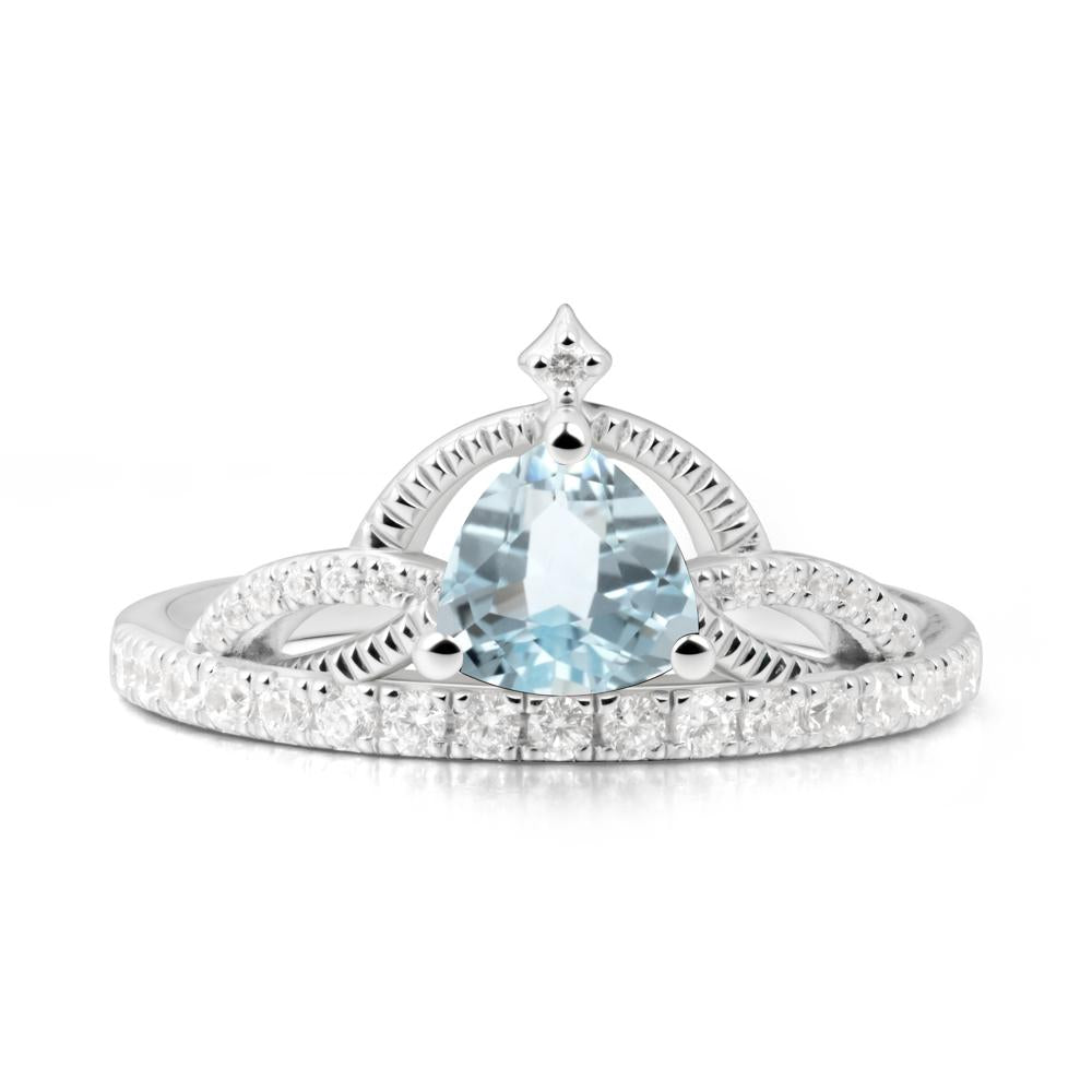 Trillion Cut Aquamarine Tiara Ring - LUO Jewelry #metal_14k white gold