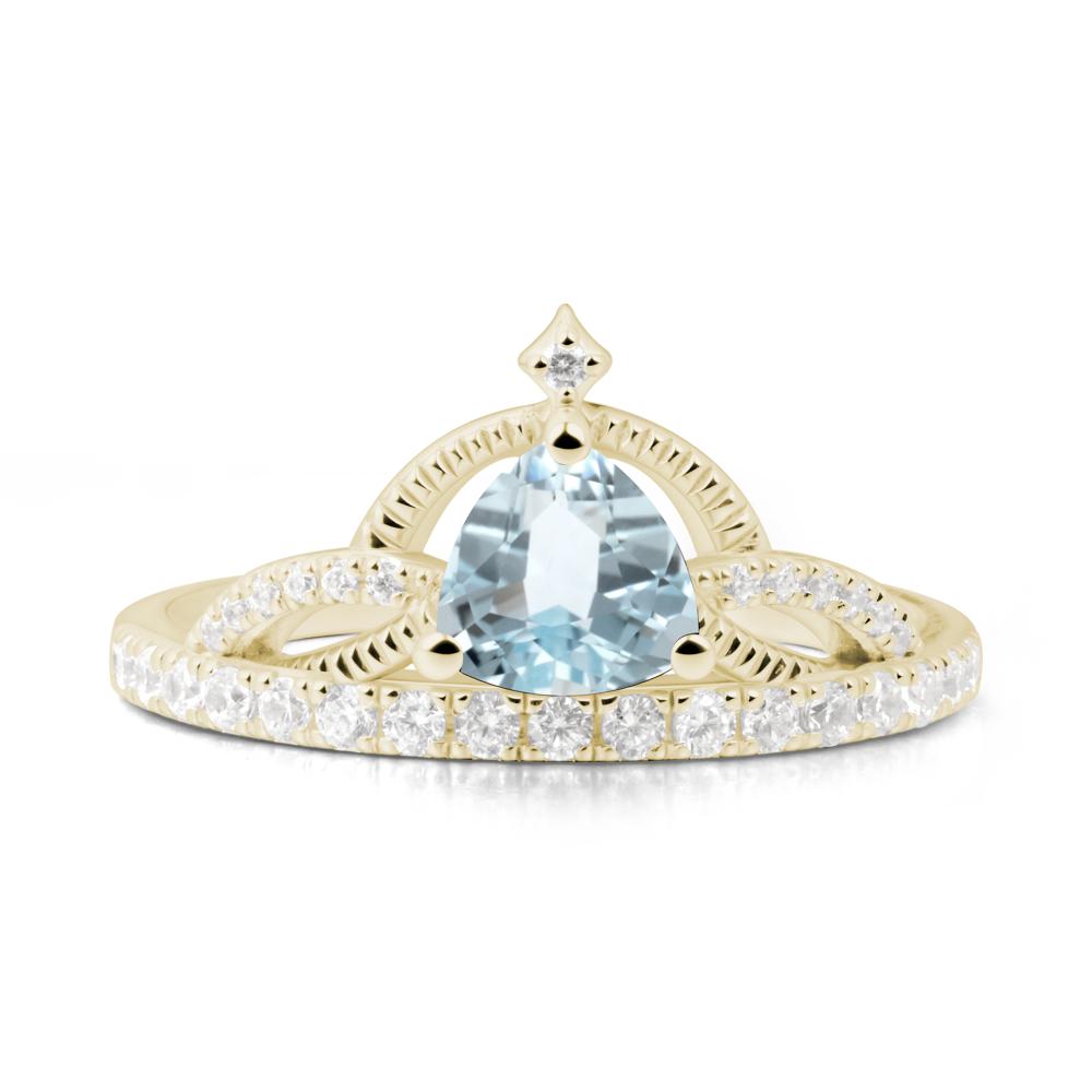 Trillion Cut Aquamarine Tiara Ring - LUO Jewelry #metal_14k yellow gold