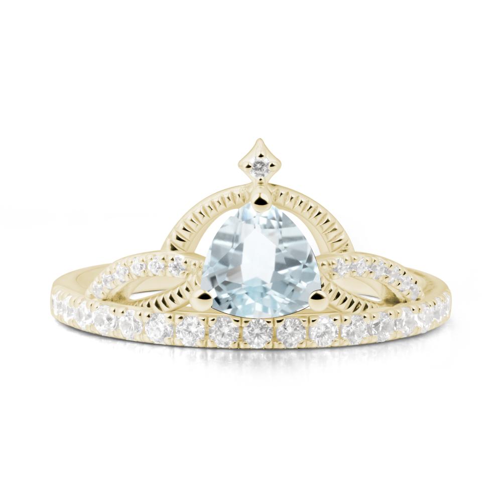 Trillion Cut Aquamarine Tiara Ring - LUO Jewelry #metal_14k yellow gold