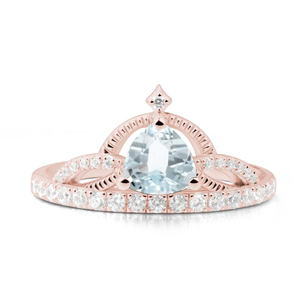 Trillion Cut Aquamarine Tiara Ring - LUO Jewelry #metal_18k rose gold