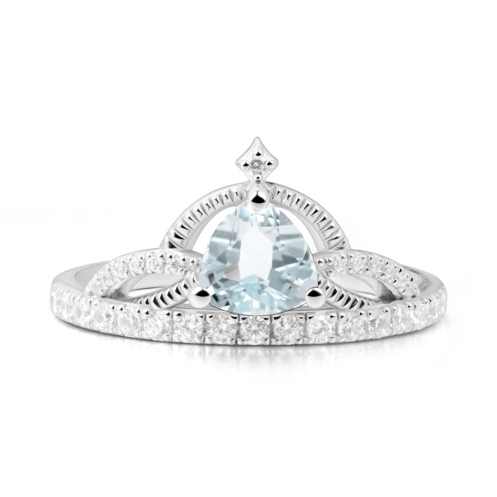 Trillion Cut Aquamarine Tiara Ring - LUO Jewelry #metal_18k white gold