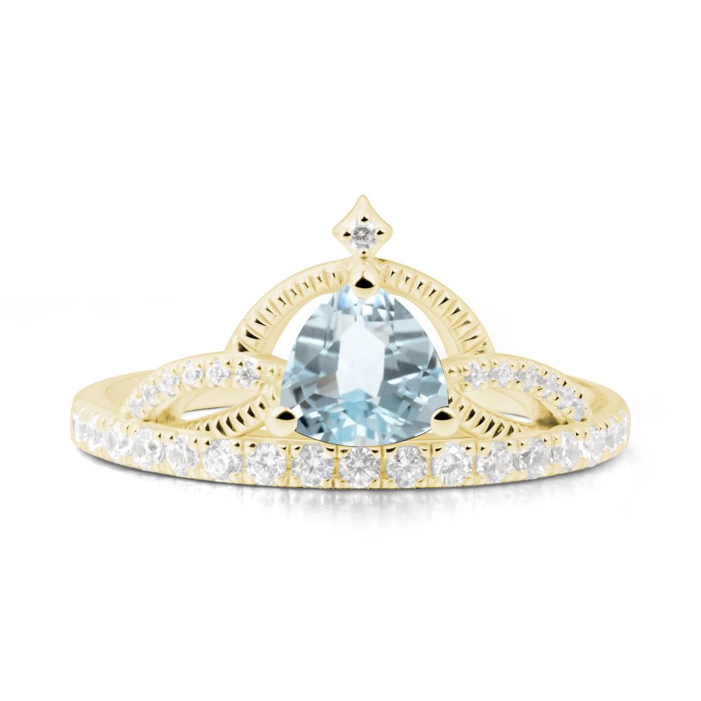 Trillion Cut Aquamarine Tiara Ring - LUO Jewelry #metal_18k yellow gold