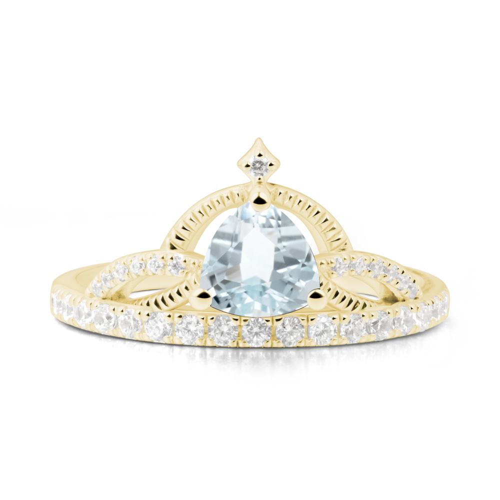 Trillion Cut Aquamarine Tiara Ring - LUO Jewelry #metal_18k yellow gold