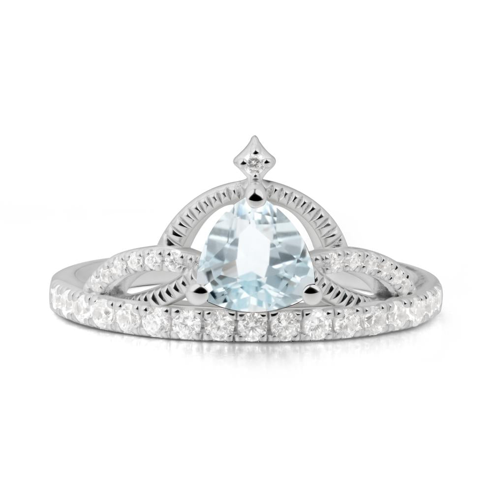Trillion Cut Aquamarine Tiara Ring - LUO Jewelry #metal_platinum
