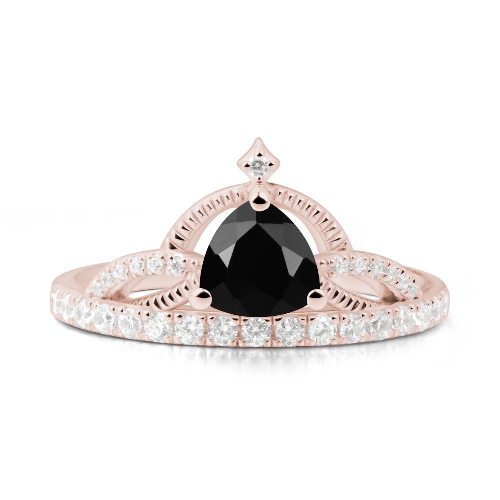 Trillion Cut Black Spinel Tiara Ring - LUO Jewelry #metal_14k rose gold