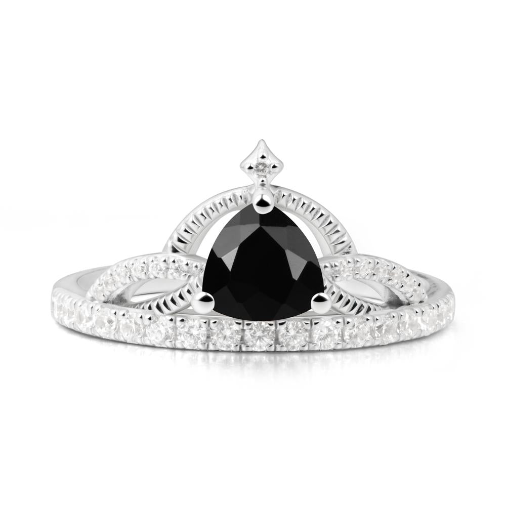 Trillion Cut Black Spinel Tiara Ring - LUO Jewelry #metal_14k white gold