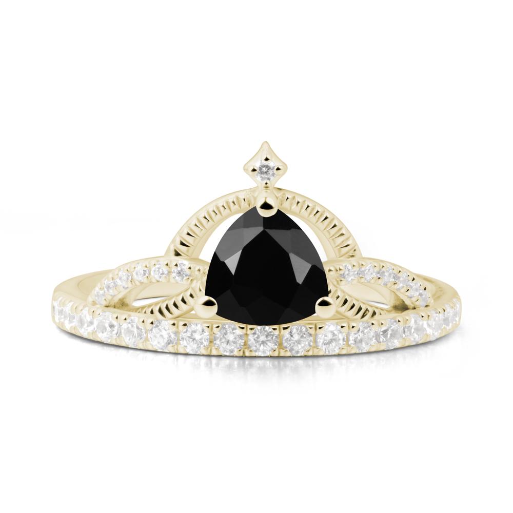 Trillion Cut Black Spinel Tiara Ring - LUO Jewelry #metal_14k yellow gold