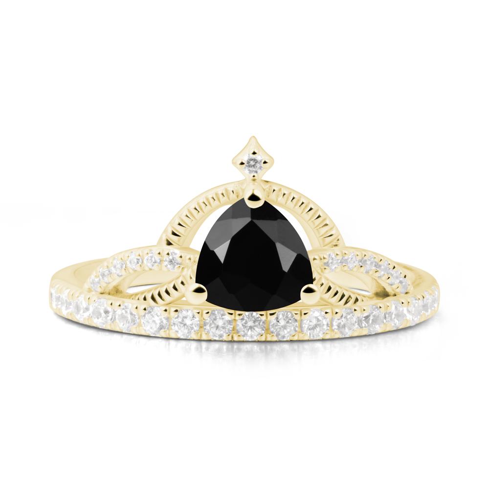 Trillion Cut Black Spinel Tiara Ring - LUO Jewelry #metal_18k yellow gold