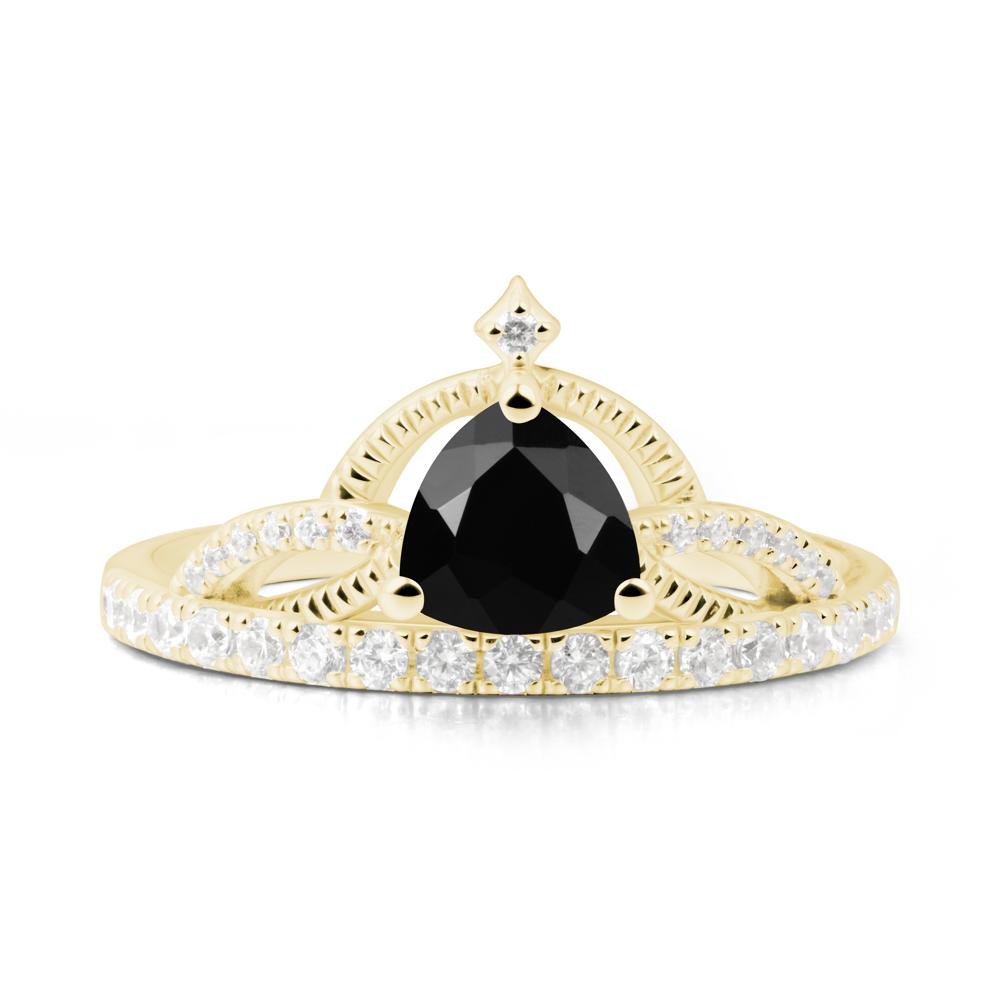 Trillion Cut Black Spinel Tiara Ring - LUO Jewelry #metal_18k yellow gold