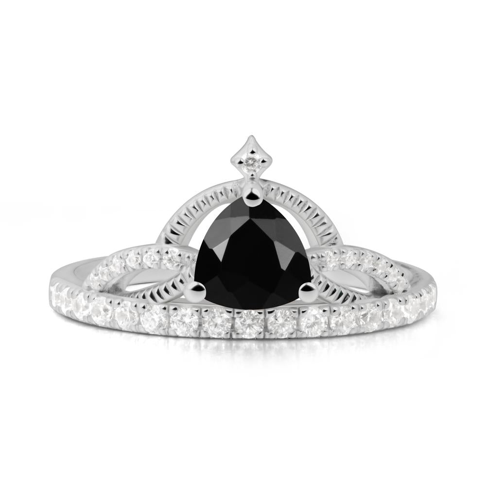 Trillion Cut Black Spinel Tiara Ring - LUO Jewelry #metal_platinum