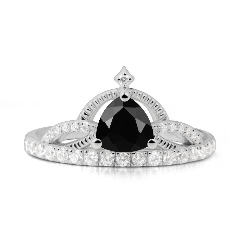 Trillion Cut Black Spinel Tiara Ring - LUO Jewelry #metal_platinum