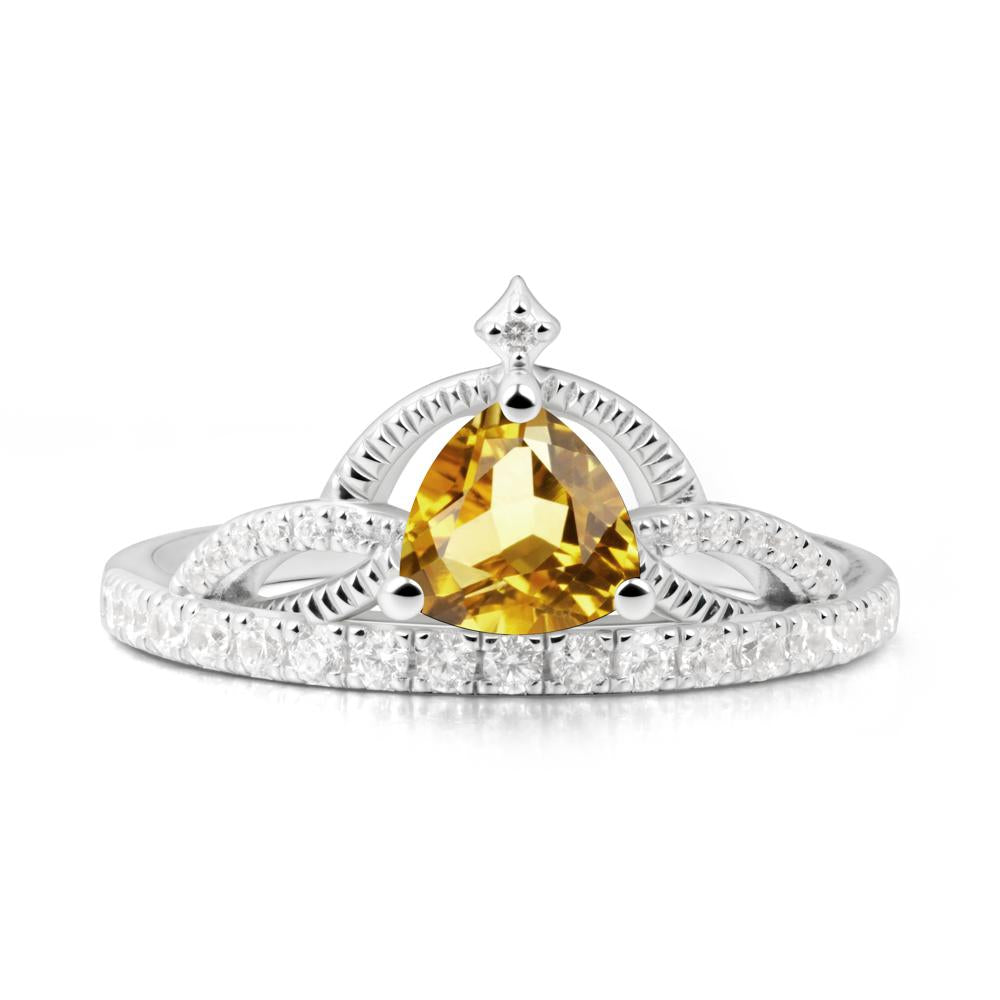 Trillion Cut Citrine Tiara Ring - LUO Jewelry #metal_14k white gold