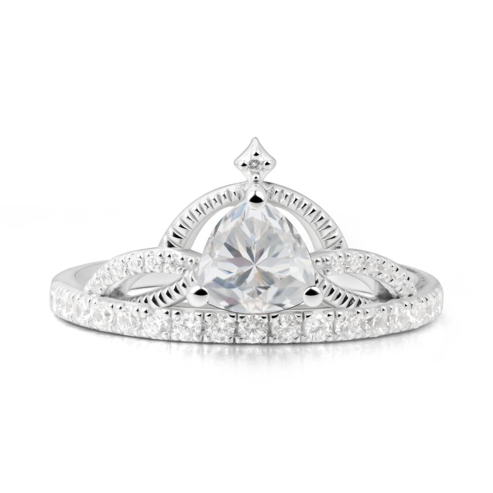 Trillion Cut Cubic Zirconia Tiara Ring - LUO Jewelry #metal_18k white gold