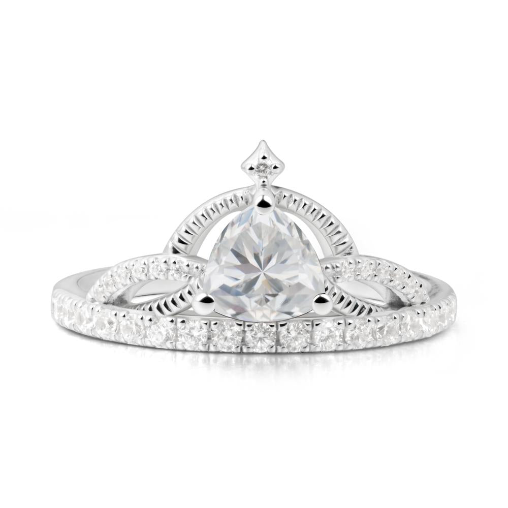 Trillion Cut Cubic Zirconia Tiara Ring - LUO Jewelry #metal_18k white gold