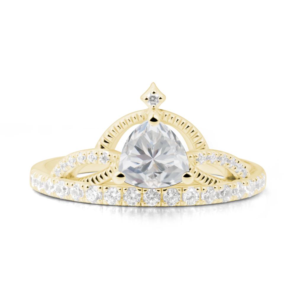 Trillion Cut Cubic Zirconia Tiara Ring - LUO Jewelry #metal_18k yellow gold