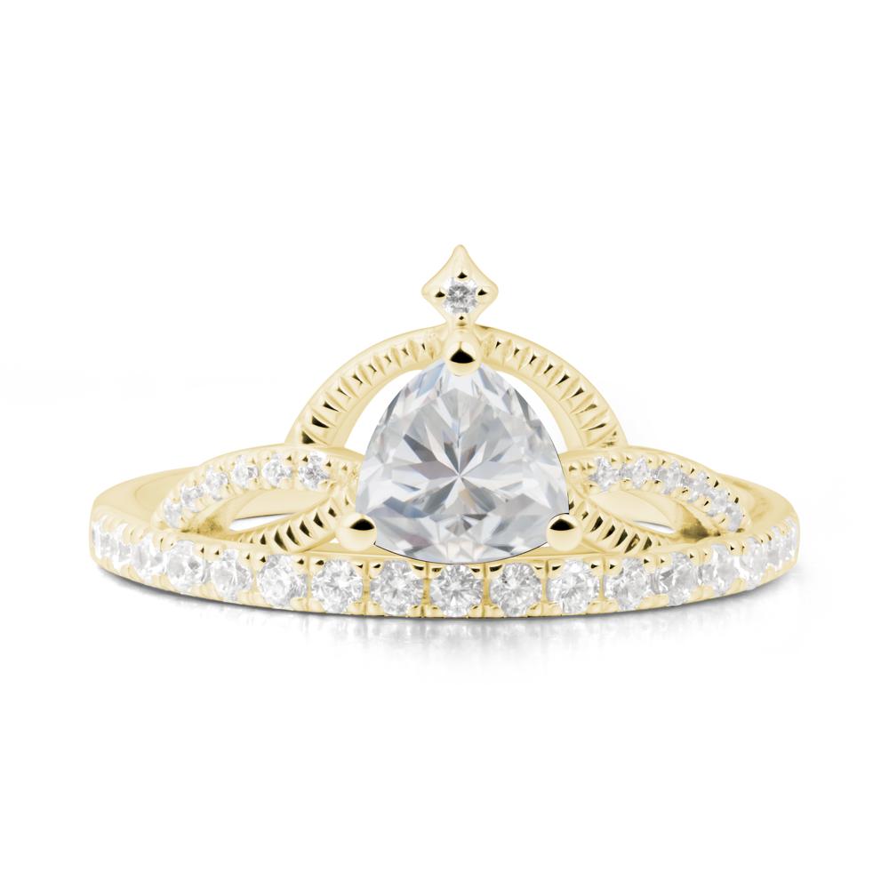 Trillion Cut Cubic Zirconia Tiara Ring - LUO Jewelry #metal_18k yellow gold