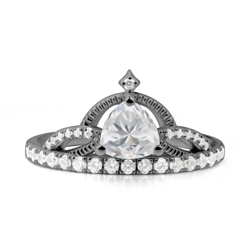 Trillion Cut Cubic Zirconia Tiara Ring - LUO Jewelry #metal_black finish sterling silver