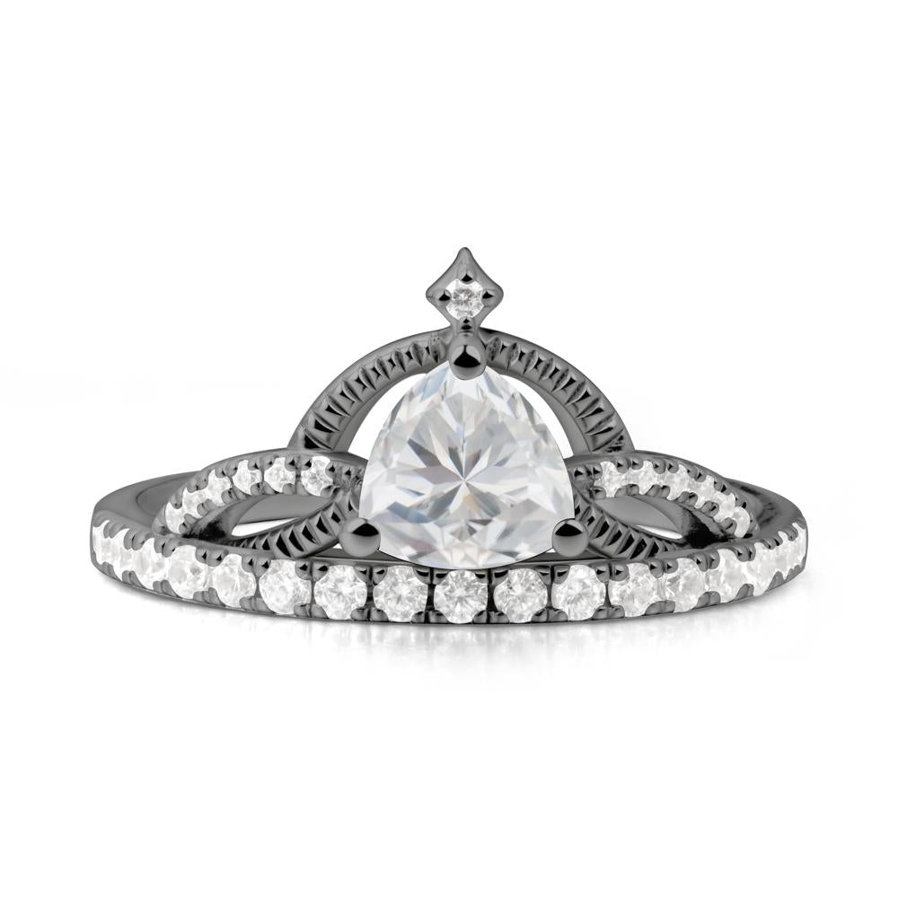 Trillion Cut Cubic Zirconia Tiara Ring - LUO Jewelry #metal_black finish sterling silver