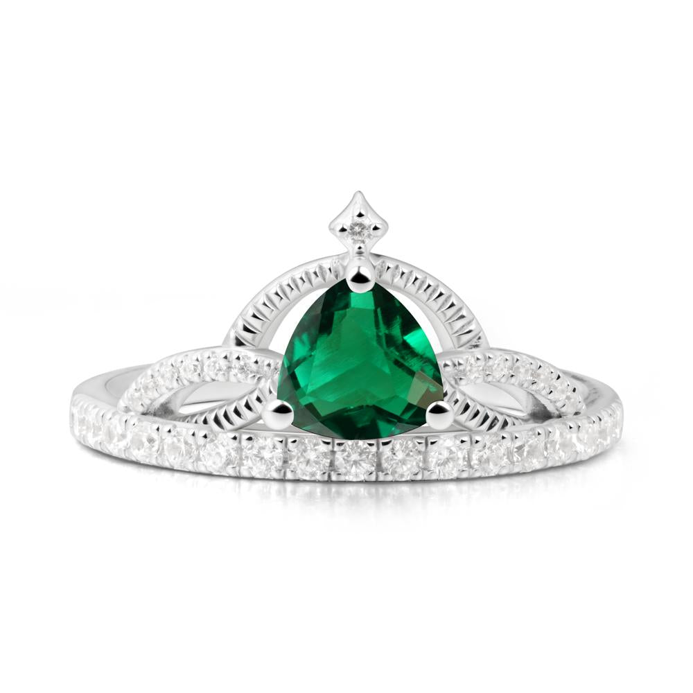 Tiara Emerald Engagement Ring - LUO Jewelry #metal_18k white gold