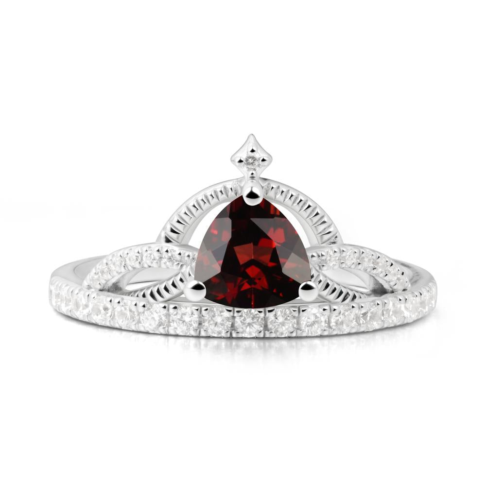 Trillion Cut Garnet Tiara Ring - LUO Jewelry #metal_18k white gold