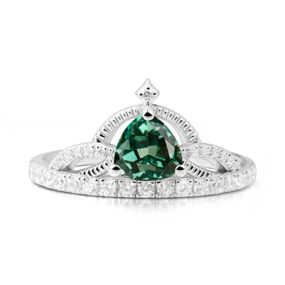 Tiara Green Sapphire Engagement Ring - LUO Jewelry #metal_18k white gold