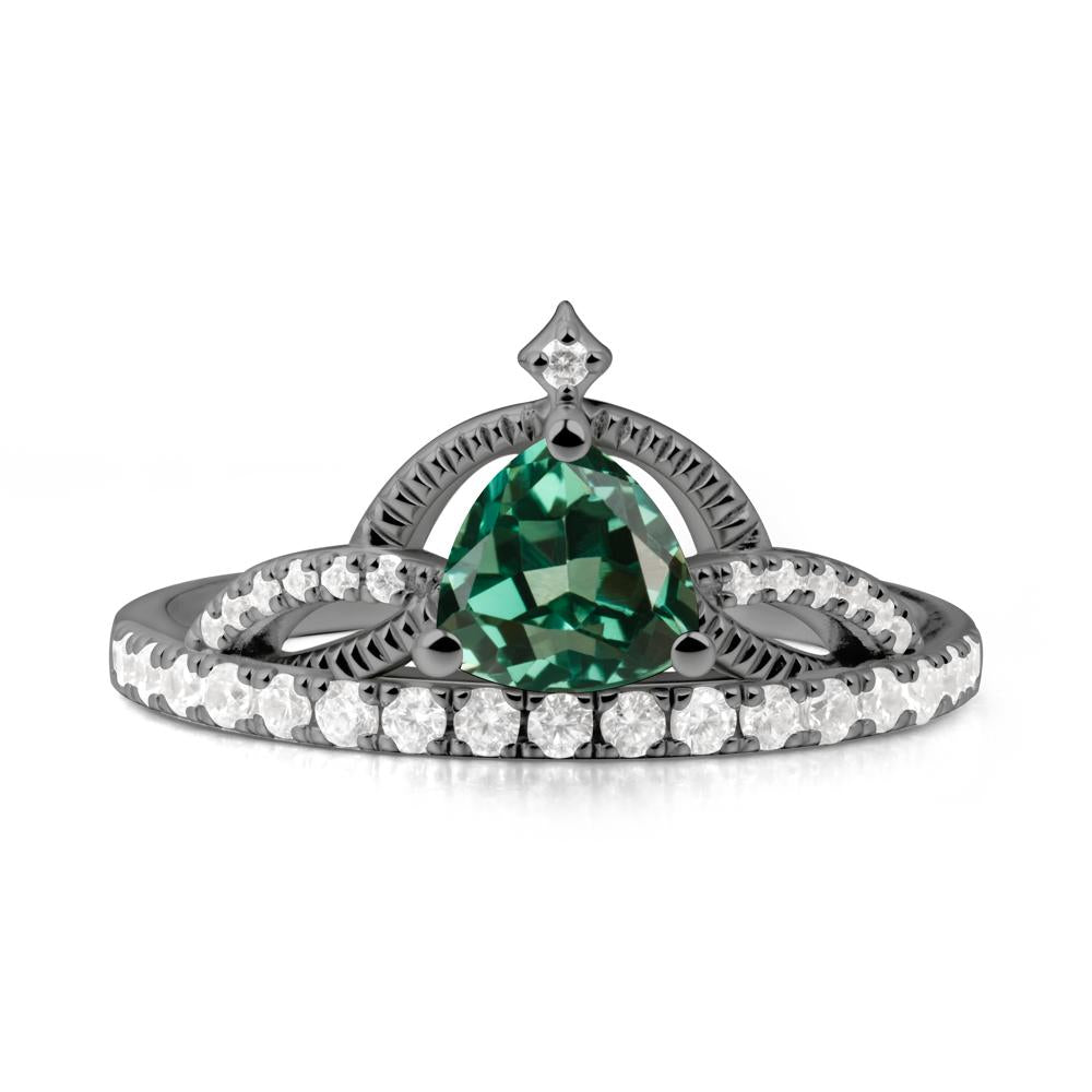Tiara Green Sapphire Engagement Ring - LUO Jewelry #metal_black finish sterling silver