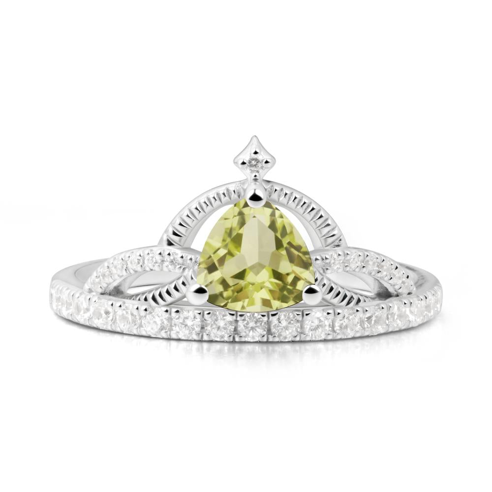 Trillion Cut Lemon Quartz Tiara Ring - LUO Jewelry #metal_18k white gold