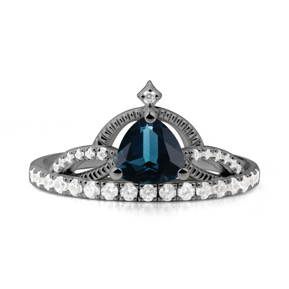 Tiara London Blue Topaz Engagement Ring - LUO Jewelry #metal_black finish sterling silver