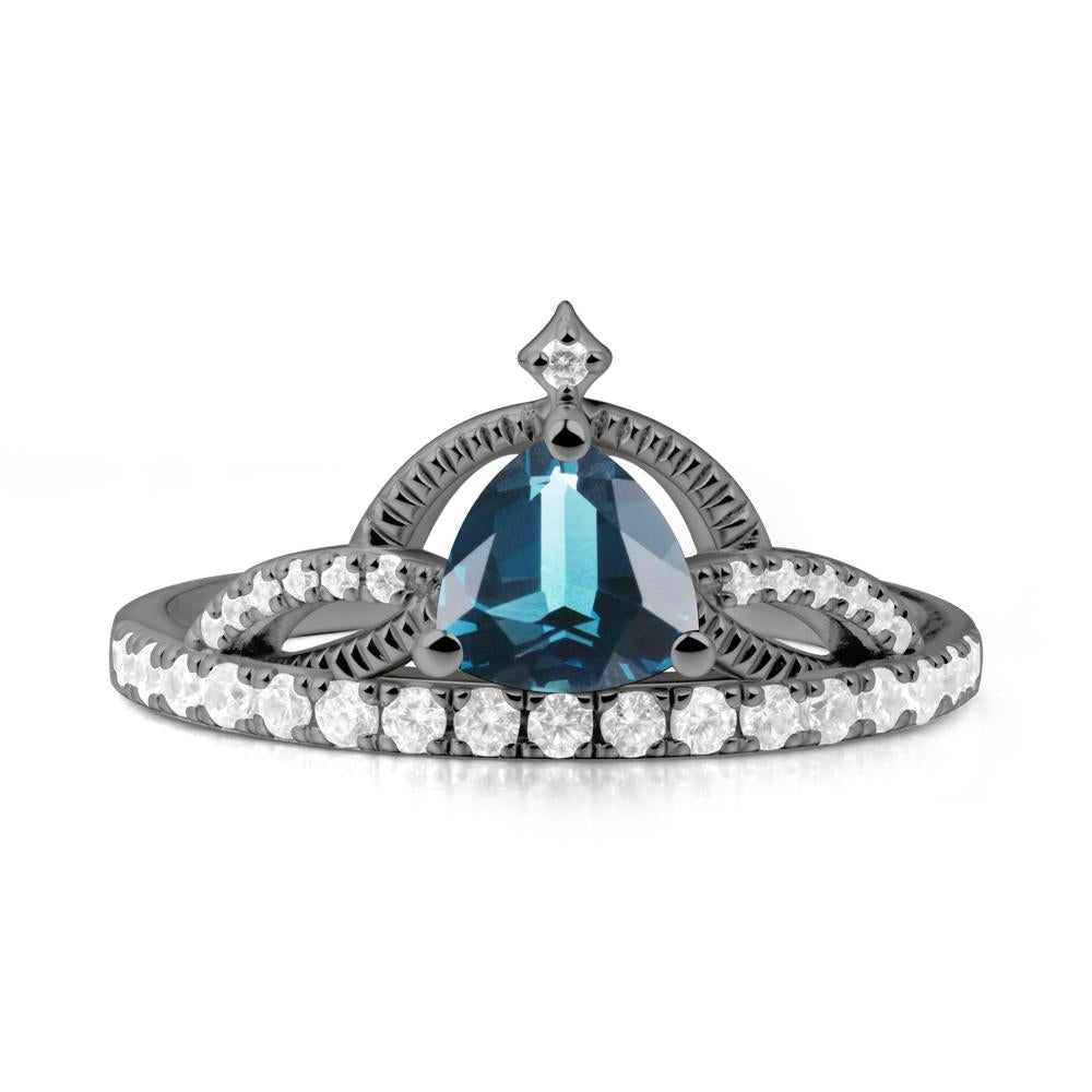 Tiara London Blue Topaz Engagement Ring - LUO Jewelry #metal_black finish sterling silver