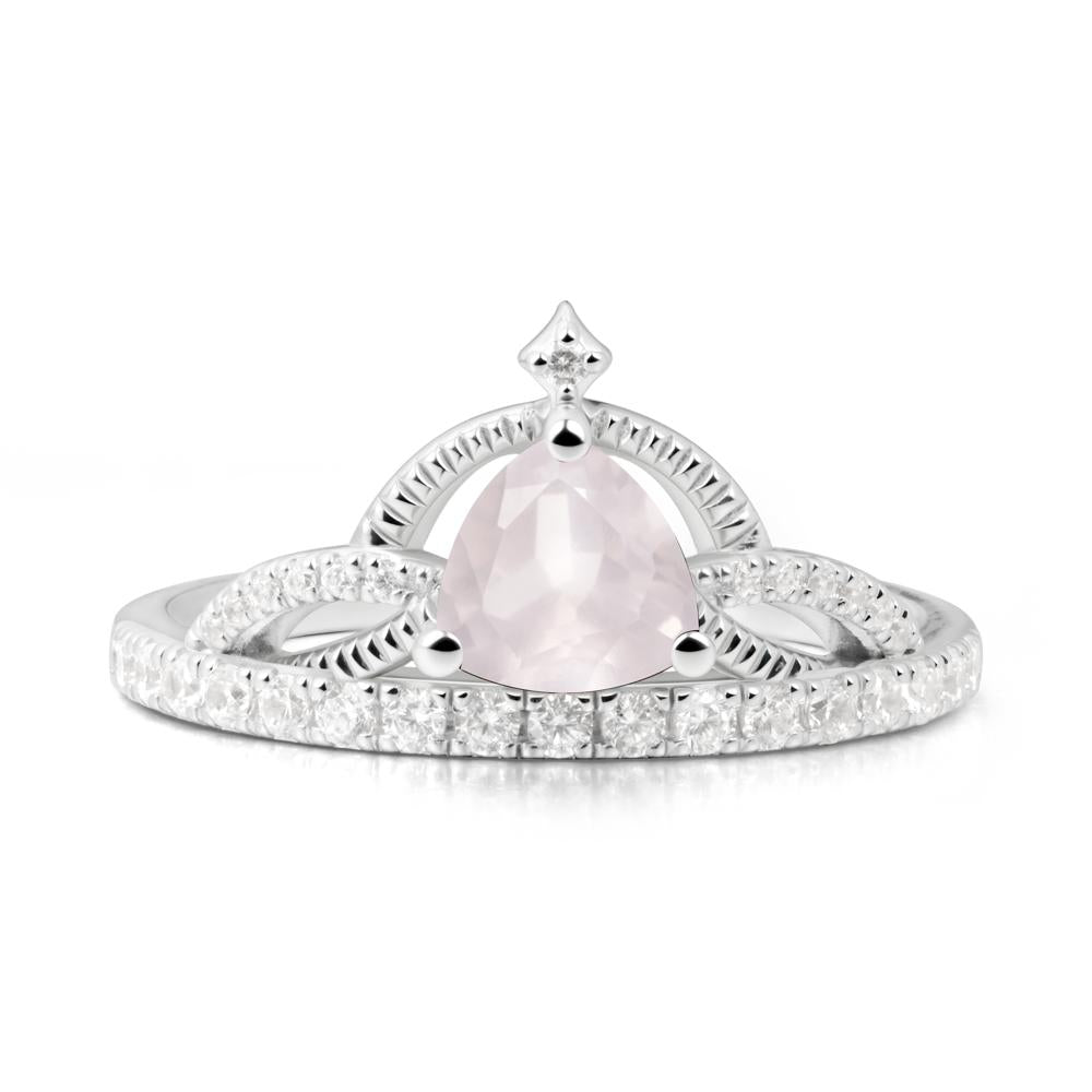 Trillion Cut Rose Quartz Tiara Ring - LUO Jewelry #metal_14k white gold