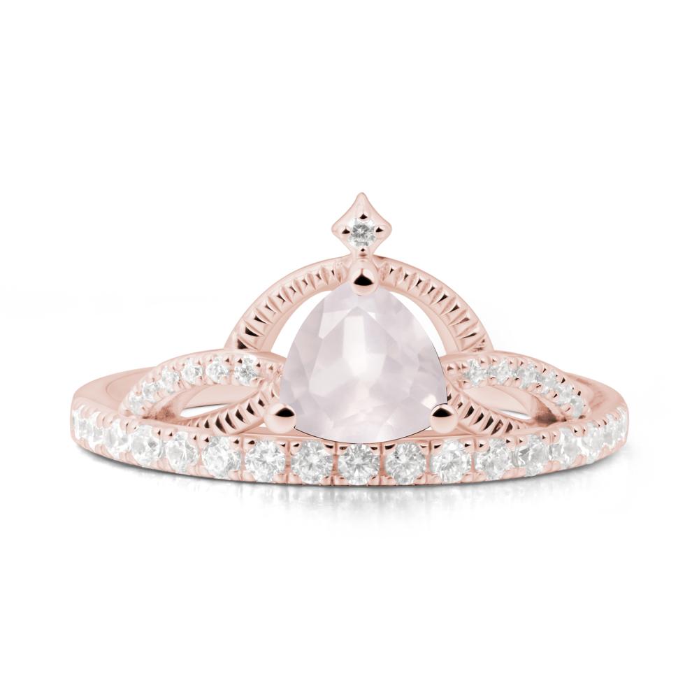 Trillion Cut Rose Quartz Tiara Ring - LUO Jewelry #metal_18k rose gold