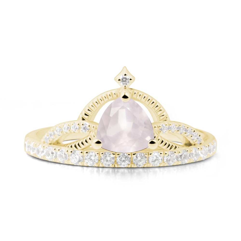 Trillion Cut Rose Quartz Tiara Ring - LUO Jewelry #metal_18k yellow gold