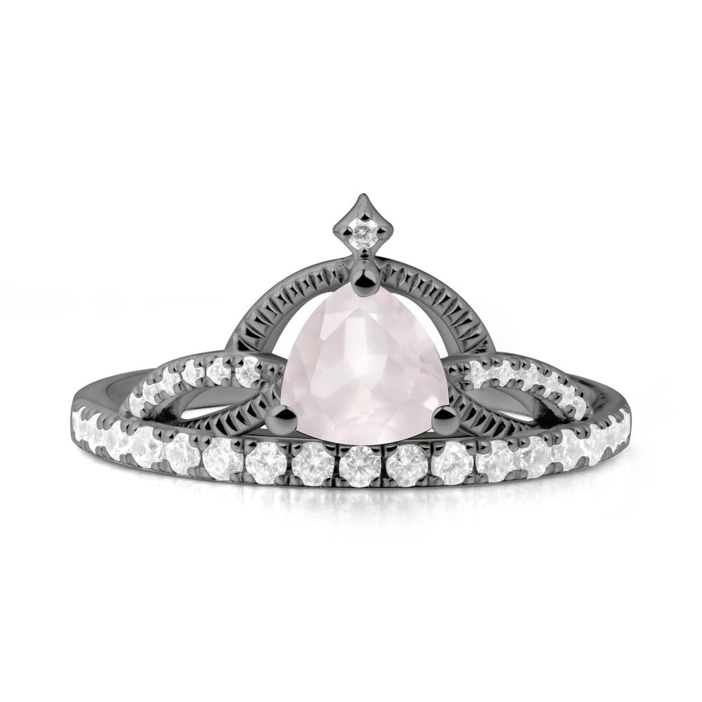 Trillion Cut Rose Quartz Tiara Ring - LUO Jewelry #metal_black finish sterling silver